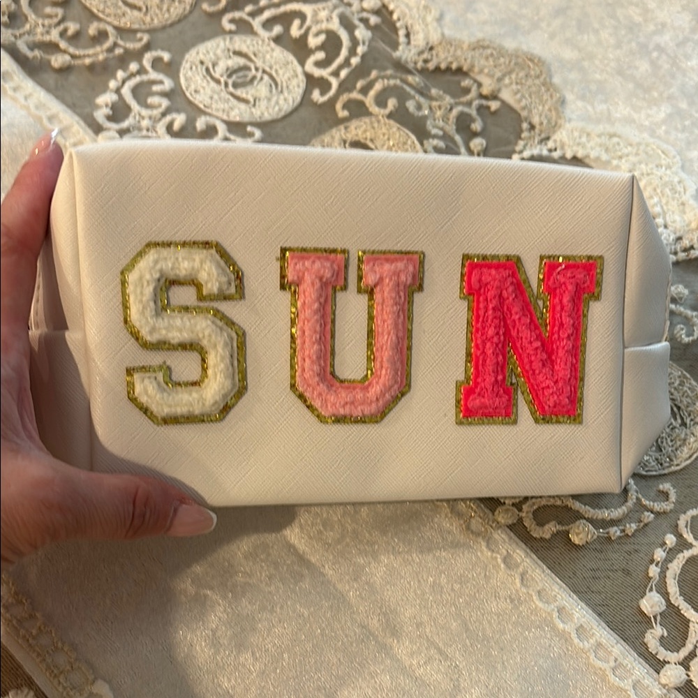 White Cosmetic Bag with SUN Patch